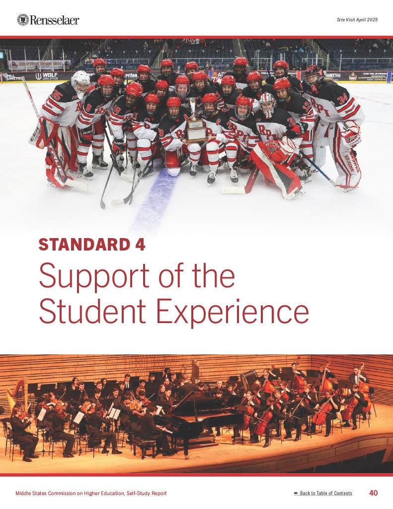 RPI Women's hockey team and the RPI Orchestra, Standard 4 Support of the Student Experience