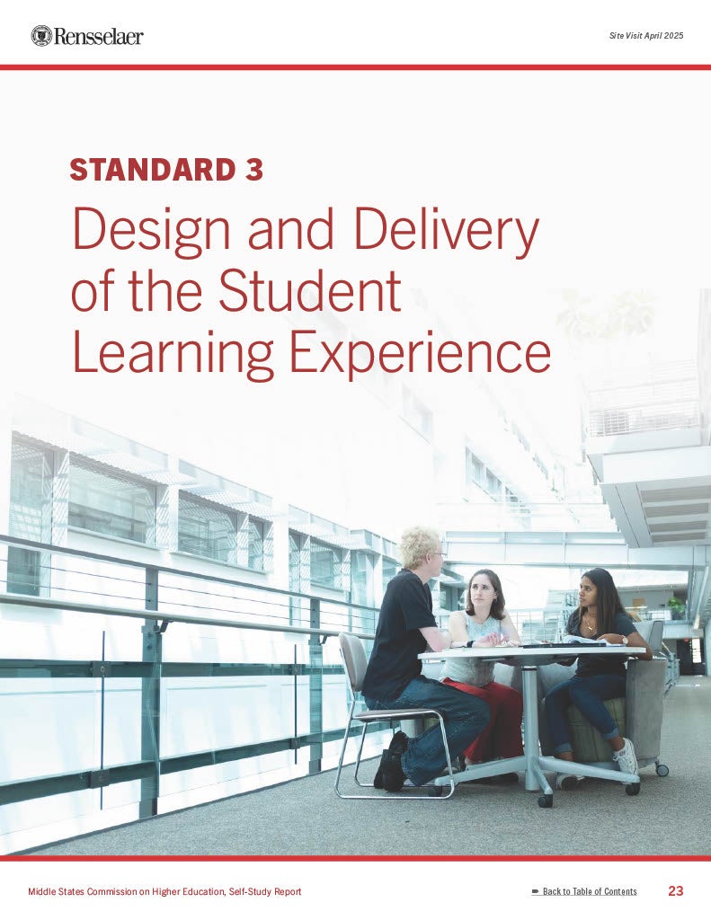 Three people at a table, Standard 3 Design and Delivery of the Student Learning Experience